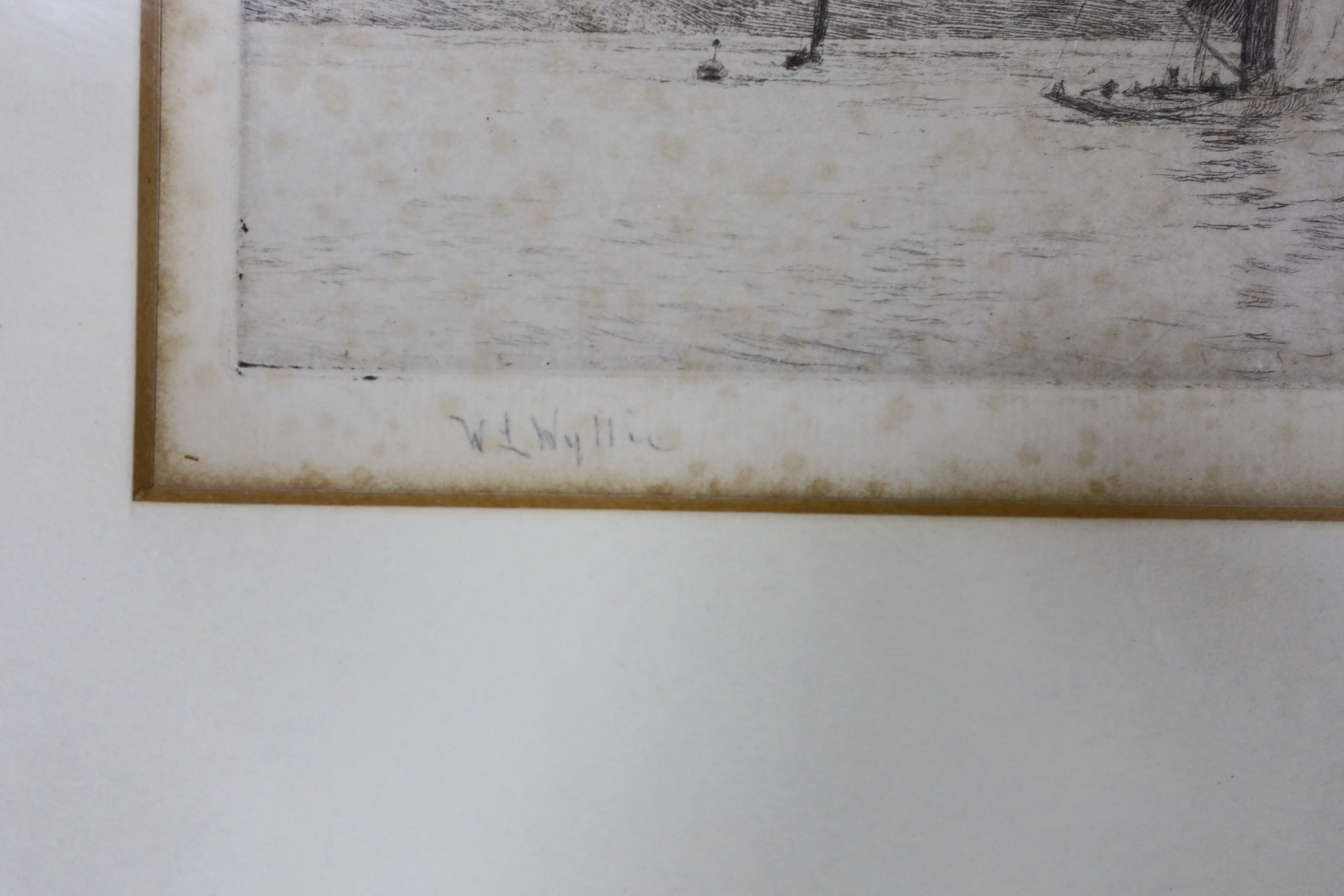 William Lionel Wyllie (1851-1931), drypoint etching, 'Yachts on the Solent', signed in pencil, 9 x 33cm